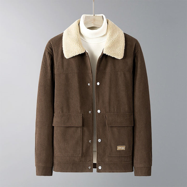 Herren Cordjacke mit Teddyfutter, Hemdkragen & Druckknopffront Echoarchiv