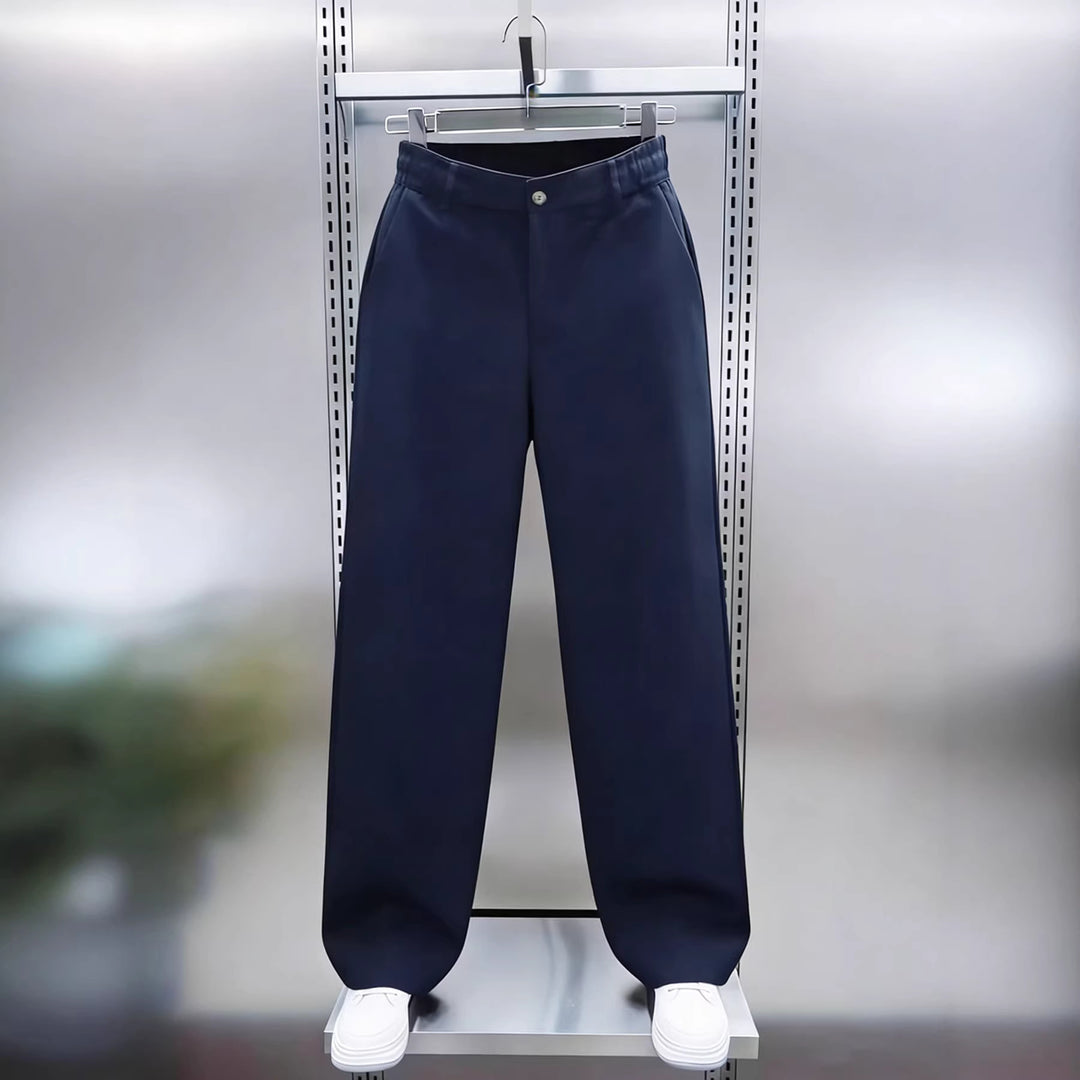Herren Weite Twillhose mit hohem Bund, elastischem Rückenbund und geradem Bein Echo Archiv