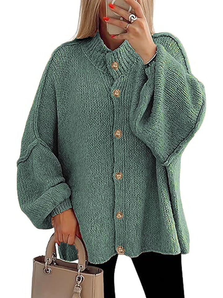 Damen oversized Strickjacke mit Knopfverschluss Echoarchiv