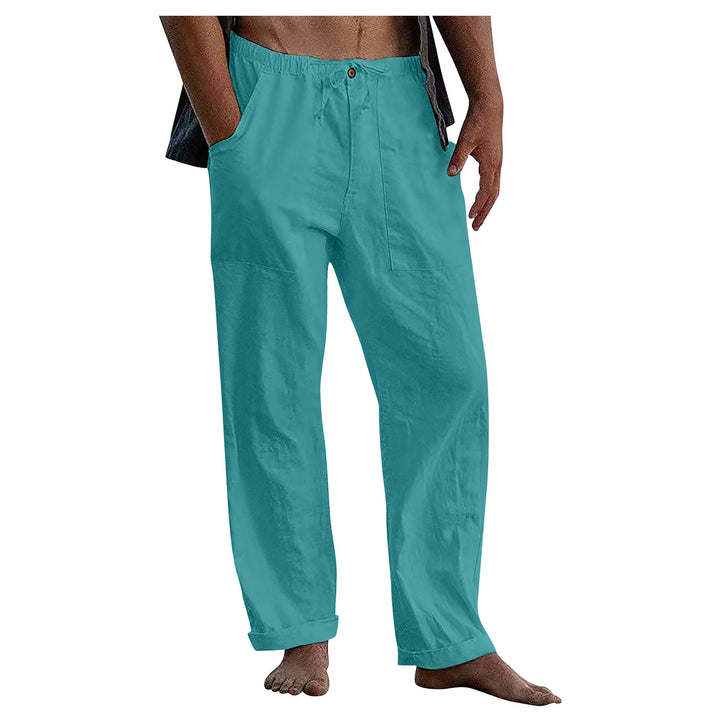 Herren lockere Leinenhose mit Gummibund und aufgesetzten Seitentaschen – Sorevano