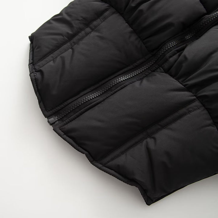 Damen kurze gesteppte Steppjacke mit taillierter Korsettschnitt‑Silhouette und hohem Stehkragen Echoarchiv