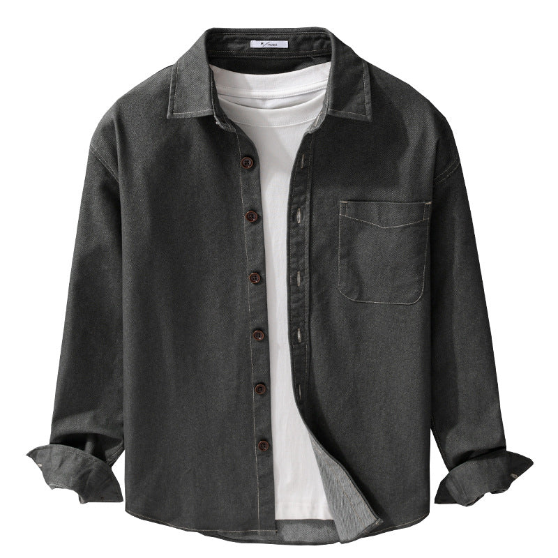 Herren Denim-Overshirt mit aufgesetzter Brusttasche und Kontrastnähten Echoarchiv
