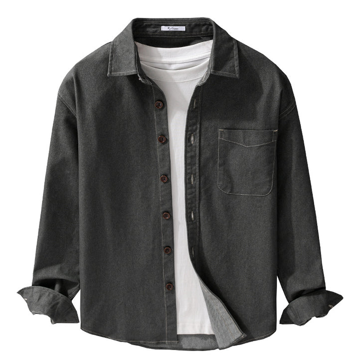 Herren Denim-Overshirt mit aufgesetzter Brusttasche und Kontrastnähten Echoarchiv