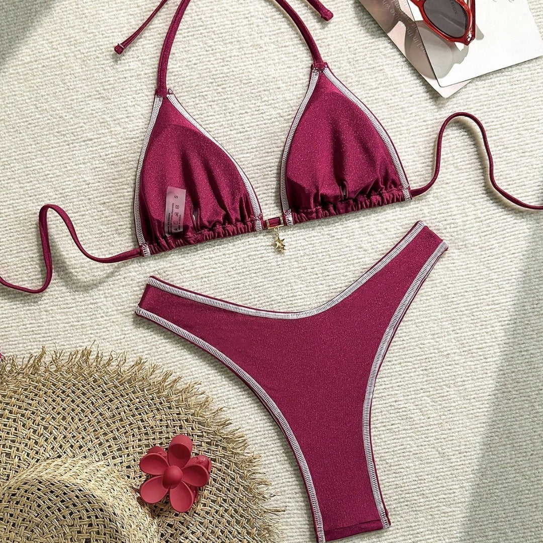 Damen Triangel-Bikini mit feinen Kontrastnähten Echo Archiv