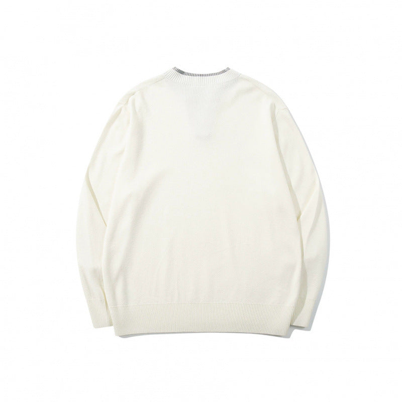 Unisex Strickpullover mit Henley-Knopfleiste, Kontrastkragen und Boxy‑Schnitt Echo Archiv