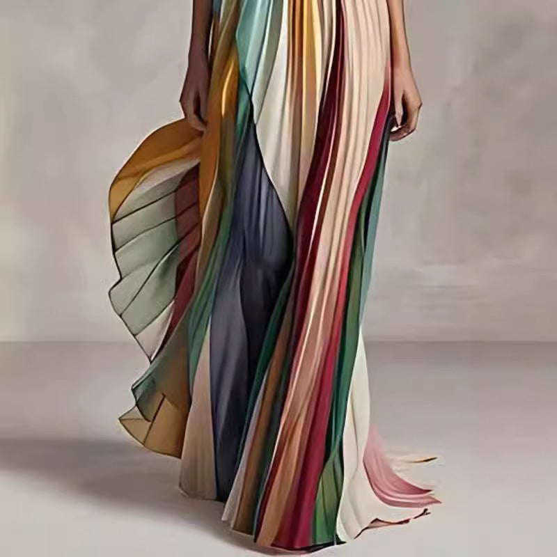 Damen Maxikleid mit Schwingenden Falten und Elegantem Bandeau-Ausschnitt – Valéora
