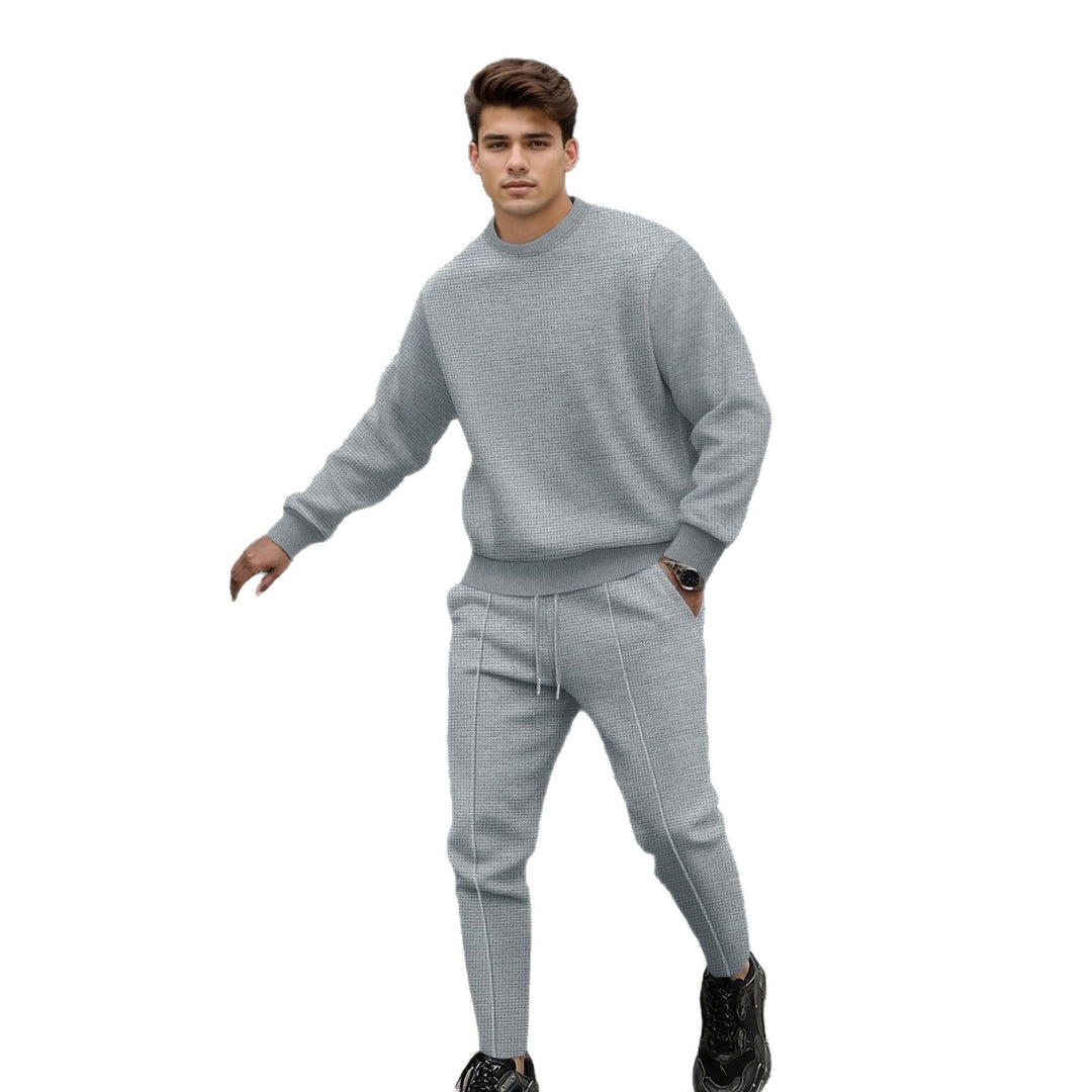 Herren modischer Sweatpants-Set mit strukturiertem Oberteil und Slim-Fit Hose Echoarchiv