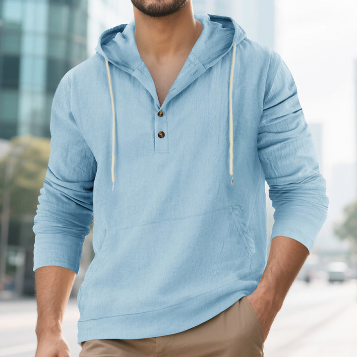 Herren Pullover mit Kapuze und Knopfleiste Echoarchiv