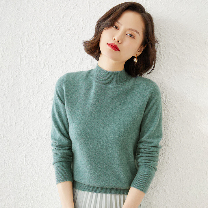 Damen Luxuriöser Kaschmir-Feinstrickpullover mit Stehkragen Echoarchiv