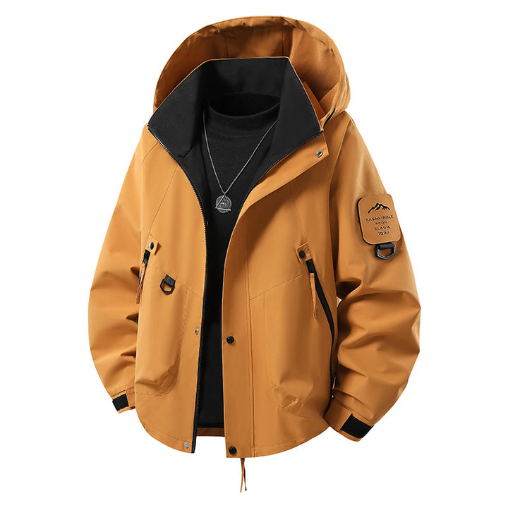 Herren Nano wind- und wasserdichte Softshell-Outdoojacke mit verstaubarem Kapuze, Utility-Taschen und verstellbaren Manschetten – Taviero