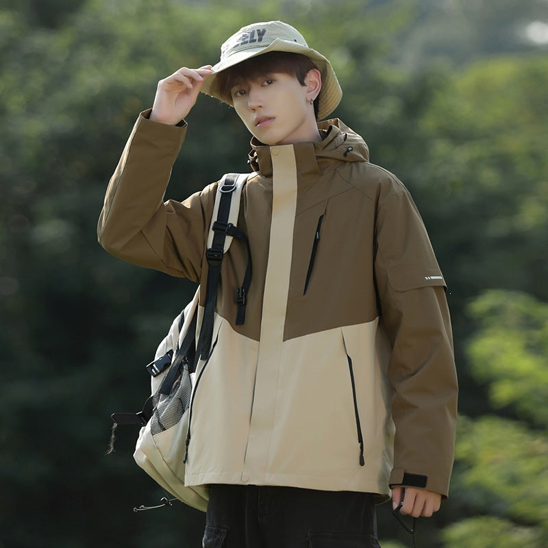 Herren Zweifarbige Wind- und Wasserabweisende Softshelljacke mit Kapuze Echoarchiv