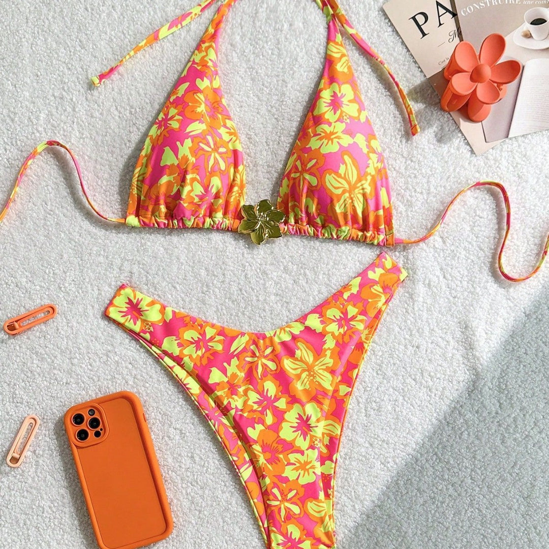 Damen Triangel-Bikini mit verspieltem Blumenmuster Echo Archiv