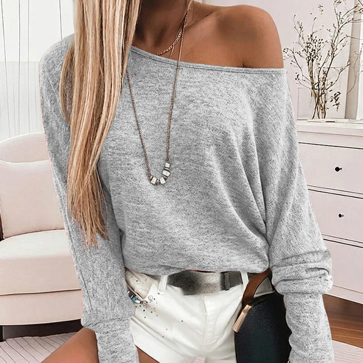 Damen Oversize-Feinstrickpullover mit weitem Carmen‑Ausschnitt und überschnittener Schulter – Mavelle