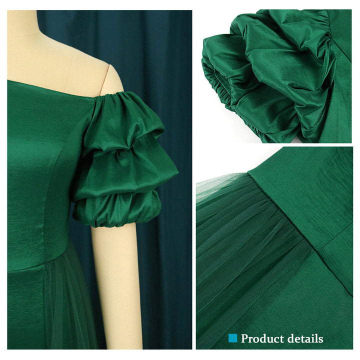 Damen Elegantes Tüllkleid mit asymmetrischem Ausschnitt und voluminösen Puffärmeln Echo Archiv