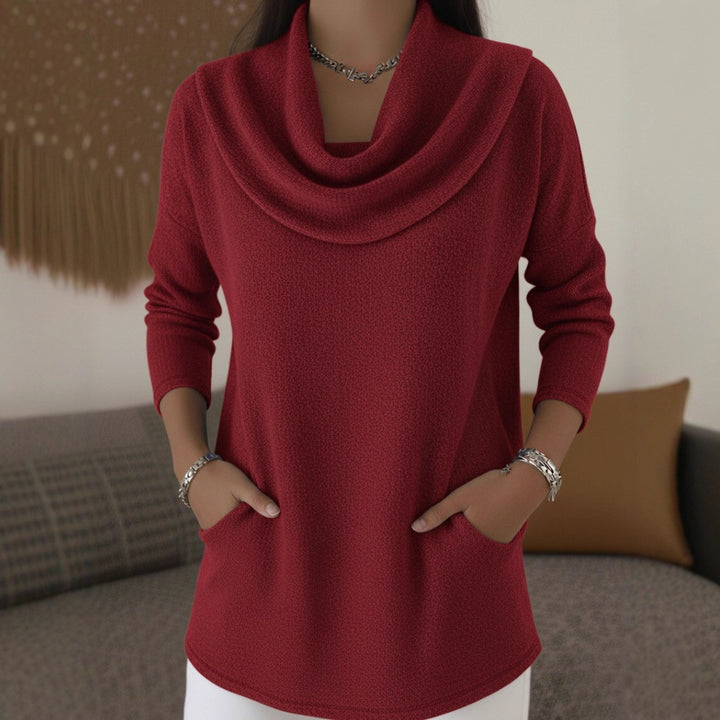 Damen Kuscheliger Feinstrick-Pullover mit Schalkragen und Eingrifftaschen Echoarchiv