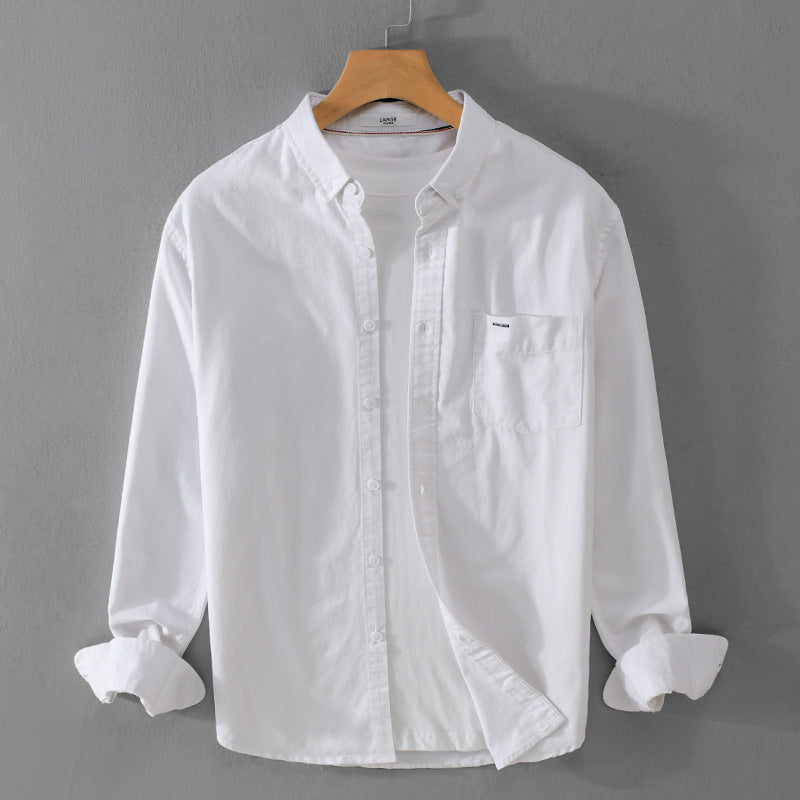 Herren klassisches Button-Down Oxfordhemd aus Baumwolle mit Kentkragen lockerer Schnitt und Brusttasche Echoarchiv