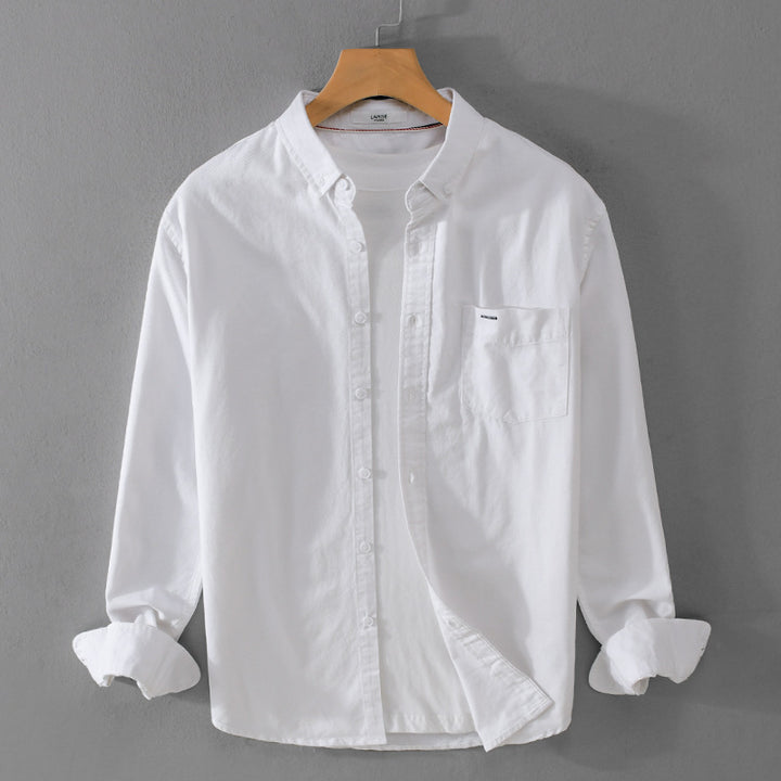 Herren klassisches Button-Down Oxfordhemd aus Baumwolle mit Kentkragen lockerer Schnitt und Brusttasche Echoarchiv