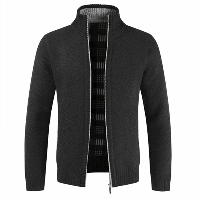 Herren Strickjacke mit hohem Kragen und plüschigen Innenfutter Echoarchiv