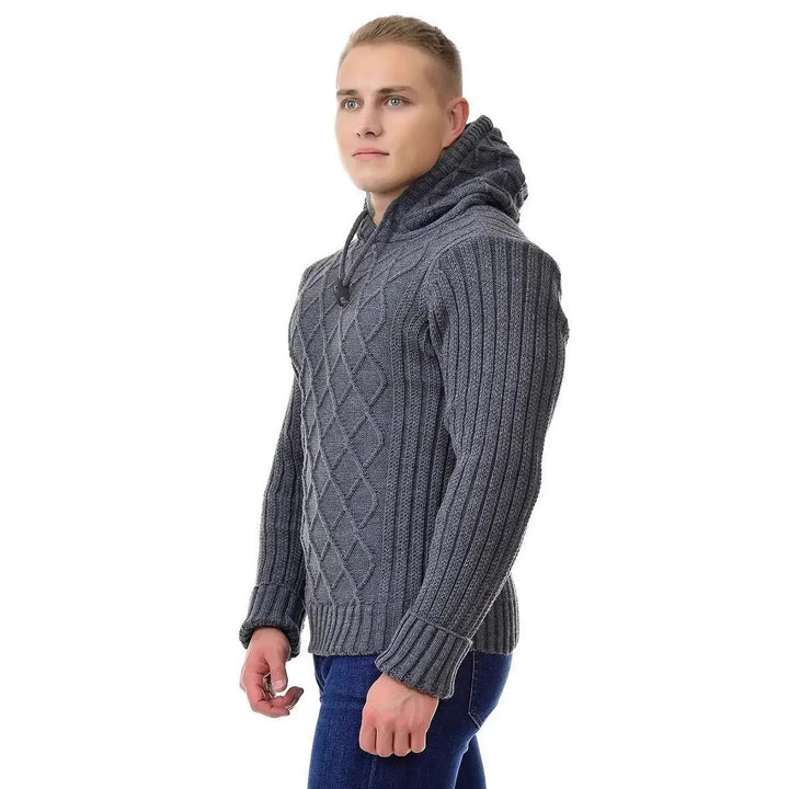 Herren kuscheliger Strickpullover mit Kapuzendetails Echoarchiv