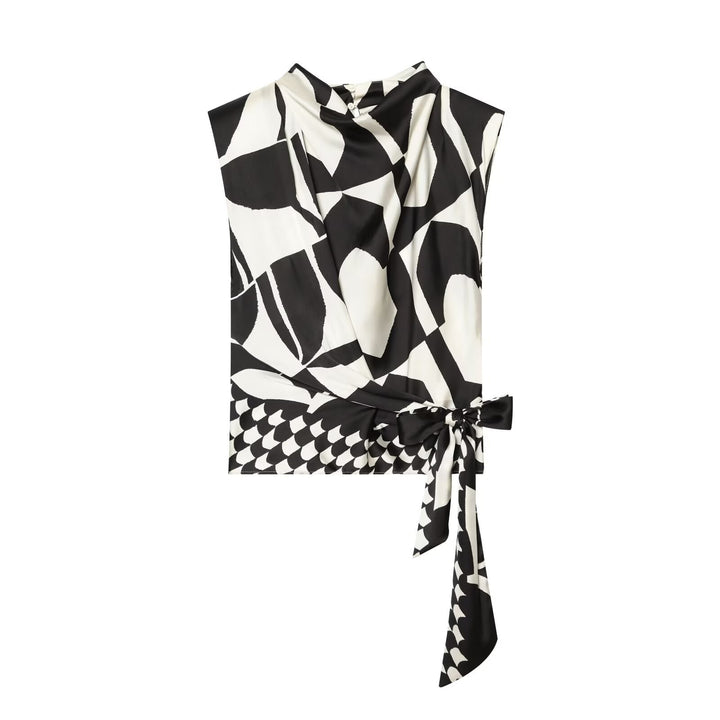 Damen Weite Palazzohose mit hoher Taille und grafischem Blockprint Echo Archiv
