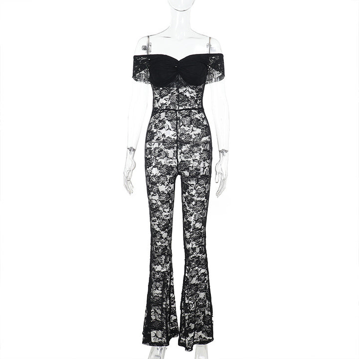 Damen Eleganter Spitzen-Jumpsuit mit schulterfreiem Design Echo Archiv