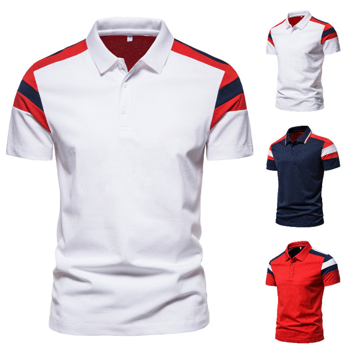 Herren Poloshirt mit modernem Farbblockdesign und atmungsaktiver Baumwollmischung Echoarchiv