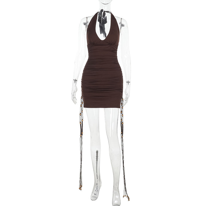 Damen Figurumspielendes Minikleid mit tiefem V-Ausschnitt und auffälligen Kettenakzenten Echo Archiv