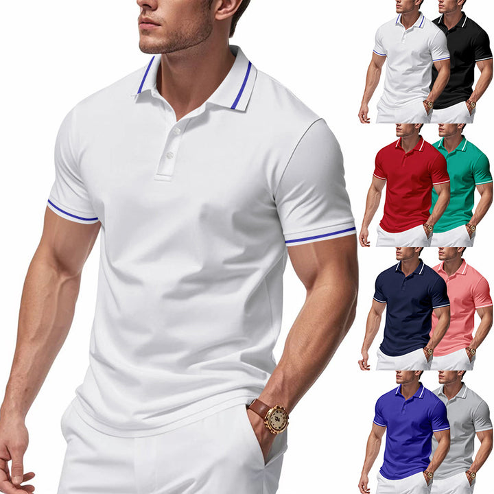 Herren nan atmungsaktives Interlock-Poloshirt mit Kontrast-Tipping, kurzer Knopfleiste und schmaler Silhouette Echo Archiv