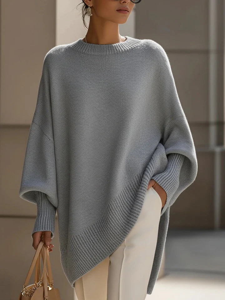 Damen nan Oversize Strickponcho mit asymmetrischem Saum und gerippten Ärmeln Echo Archiv