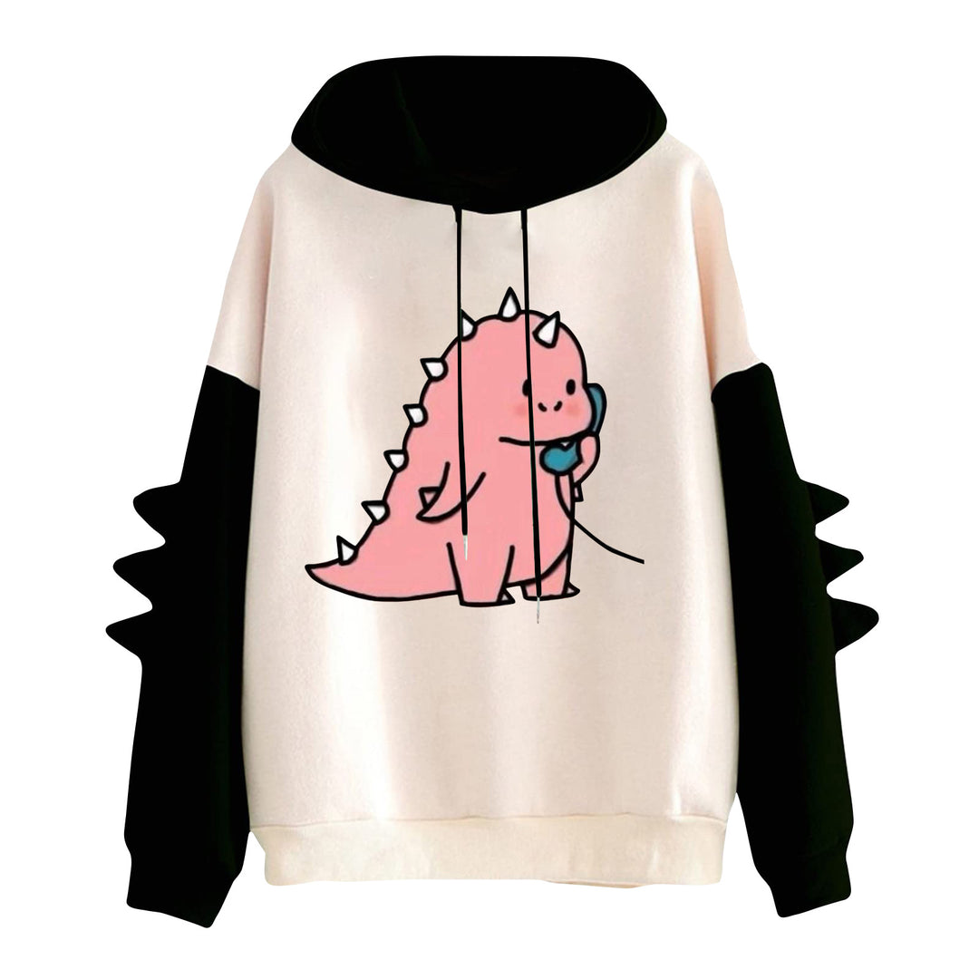 Damen Kapuzenpullover mit niedlichem Frosch-Motiv, Kängurutasche und volumigen Ärmelapplikationen – Auréline