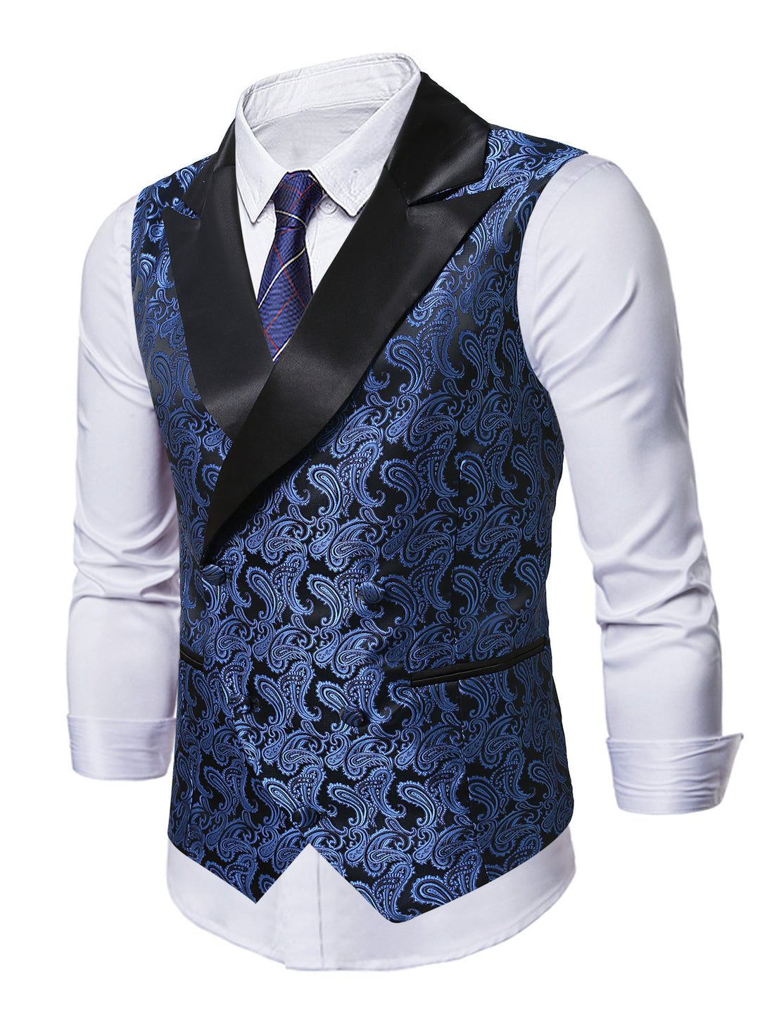Herren elegante Paisley-Weste mit glänzendem Finish Echoarchiv