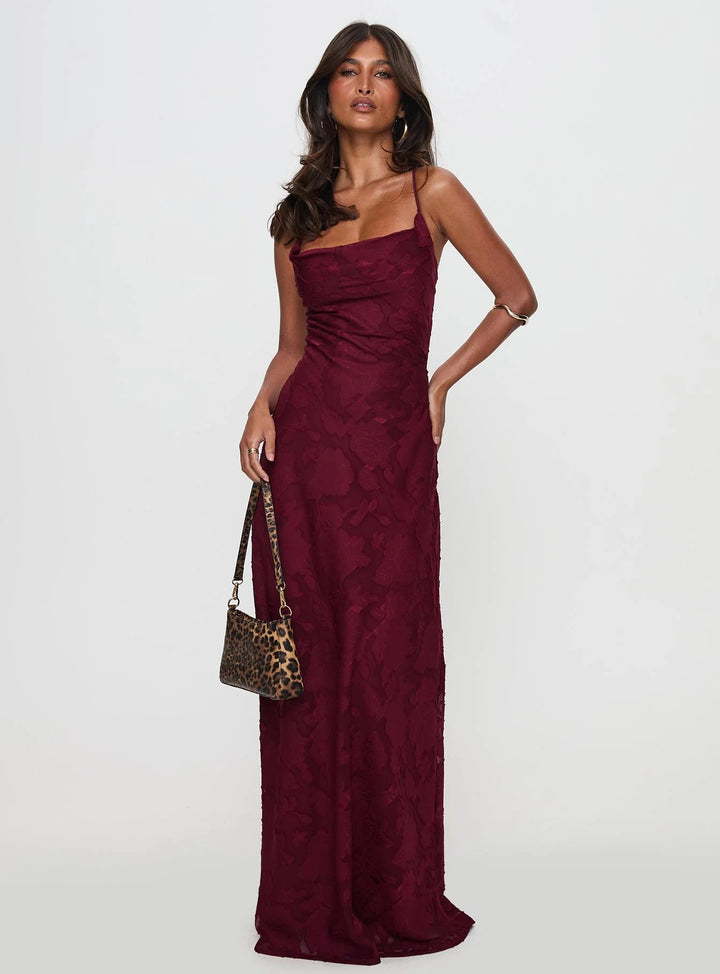 Damen Elegantes Abendkleid mit floralem Spitzenmuster und Spaghettiträgern Echo Archiv