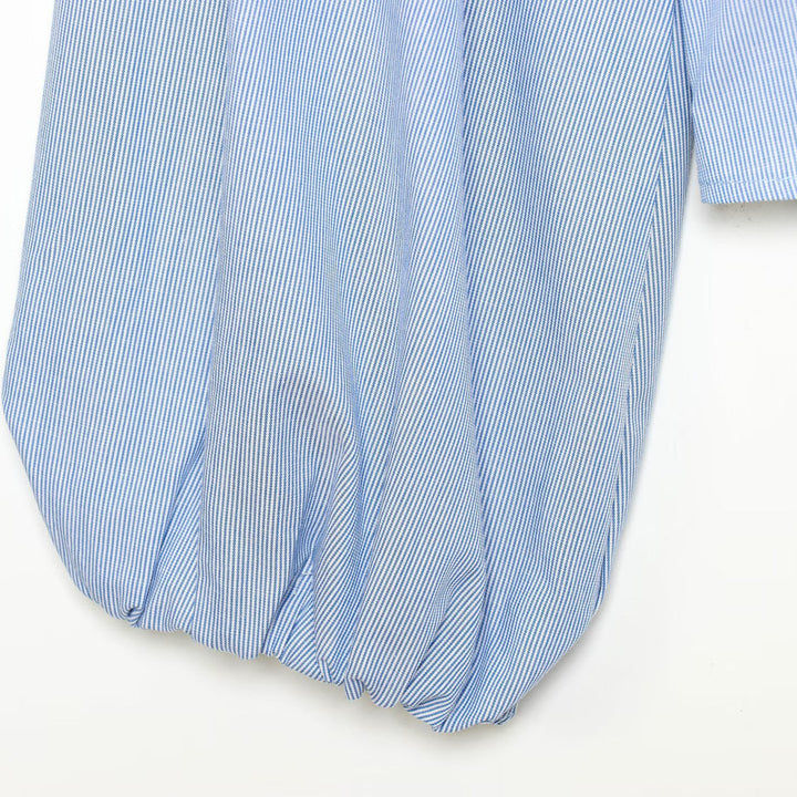 Damen Gestreifte Cropped-Bluse mit Rüschendetail und Ballonärmeln Echoarchiv
