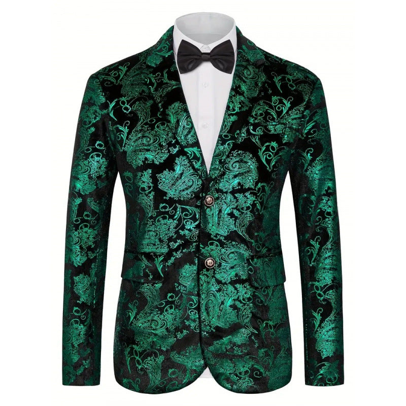 Herren Luxus Samtblazer mit floralem Jacquard-Muster Echoarchiv