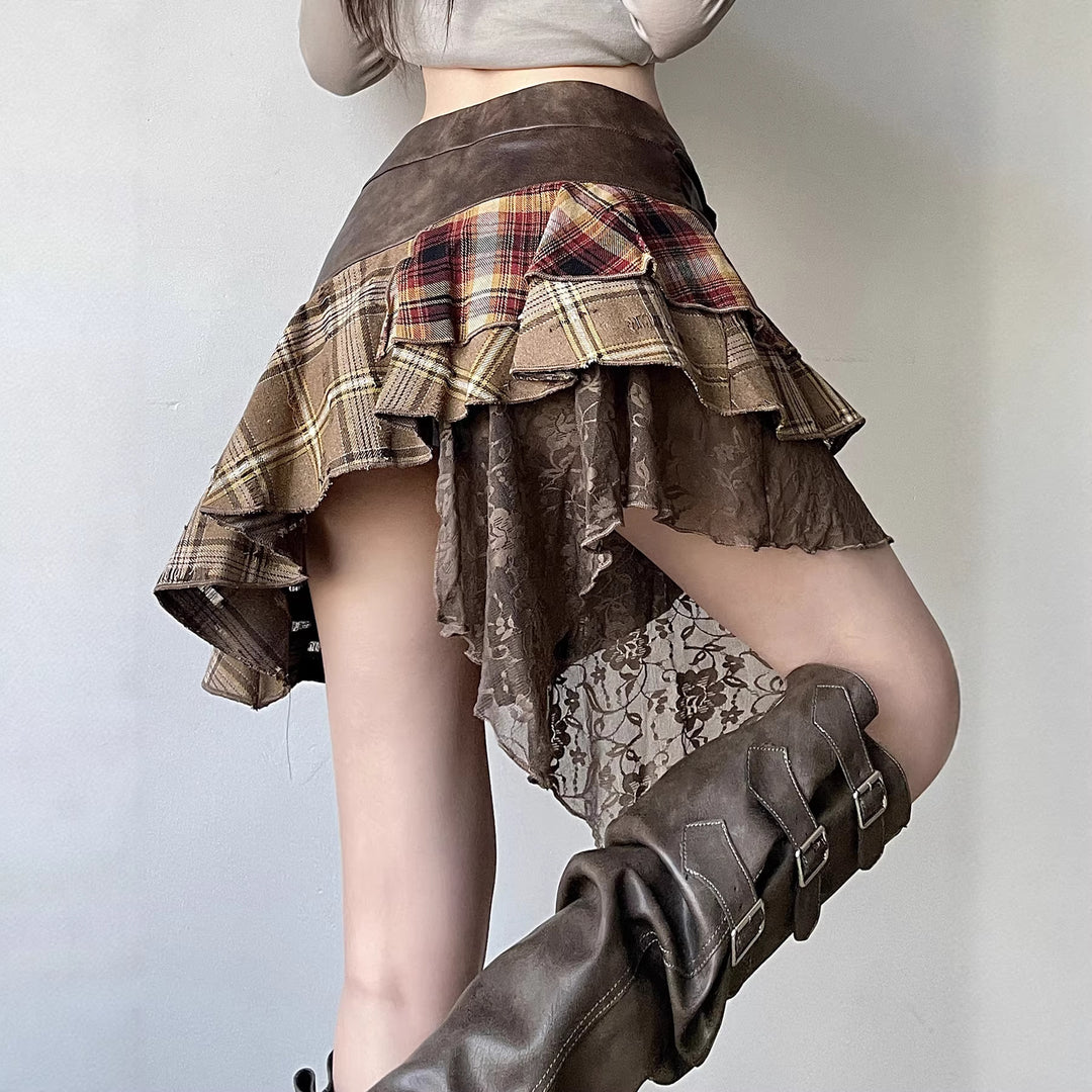 Damen Modischer Wickelrock mit asymmetrischem Schnitt und lässigen Rüschendetails Echo Archiv