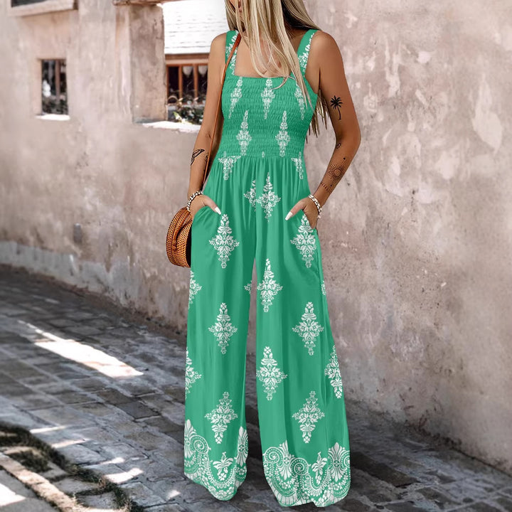 Damen Weitbeiniger Jumpsuit mit elastischem Oberteil und praktischen Taschen Echo Archiv