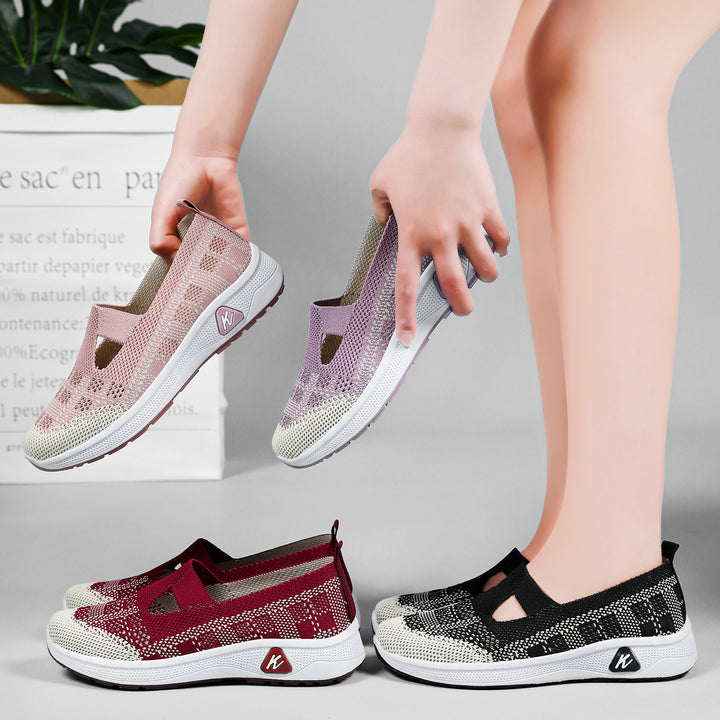 Damen nan leichter gestrickter Slip-On Mary-Jane-Sneaker mit Cut-Out, atmungsaktivem Strickoberteil und dämpfender Komfortsohle Echo Archiv