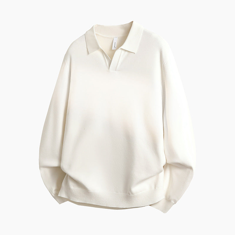 Unisex Oversized Polokragen-Feinstrickpullover mit weitem Schnitt Echoarchiv