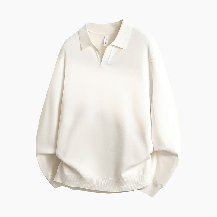 Unisex Oversized Polokragen-Feinstrickpullover mit weitem Schnitt Echoarchiv