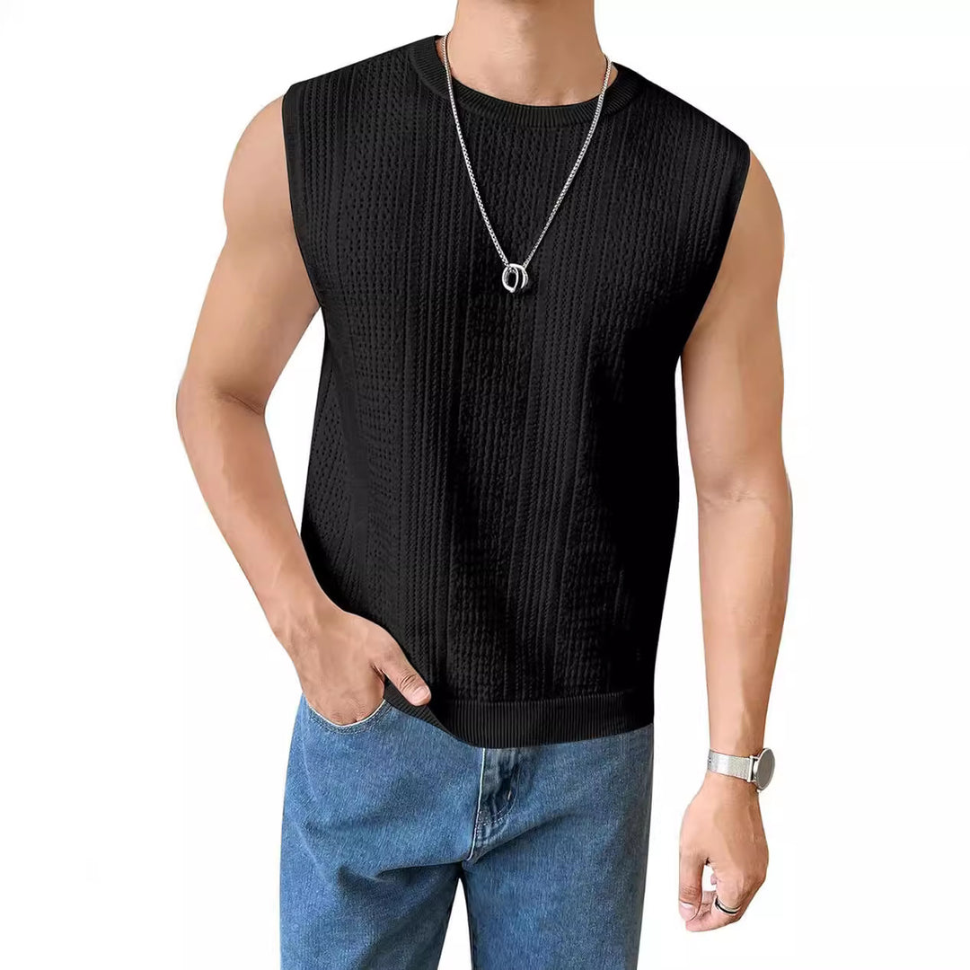 Herren lässiges Stricktop mit modernen Lochmustern Echoarchiv