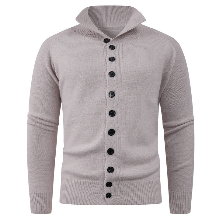 Herren Strickpullover mit hohem Kragen und Knopfverschluss Echoarchiv