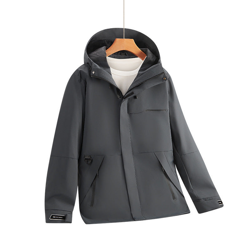Herren Wasserabweisende Softshell-Kapuzenjacke mit verdeckten Reißverschlüssen und urbanem Schnitt Echo Archiv