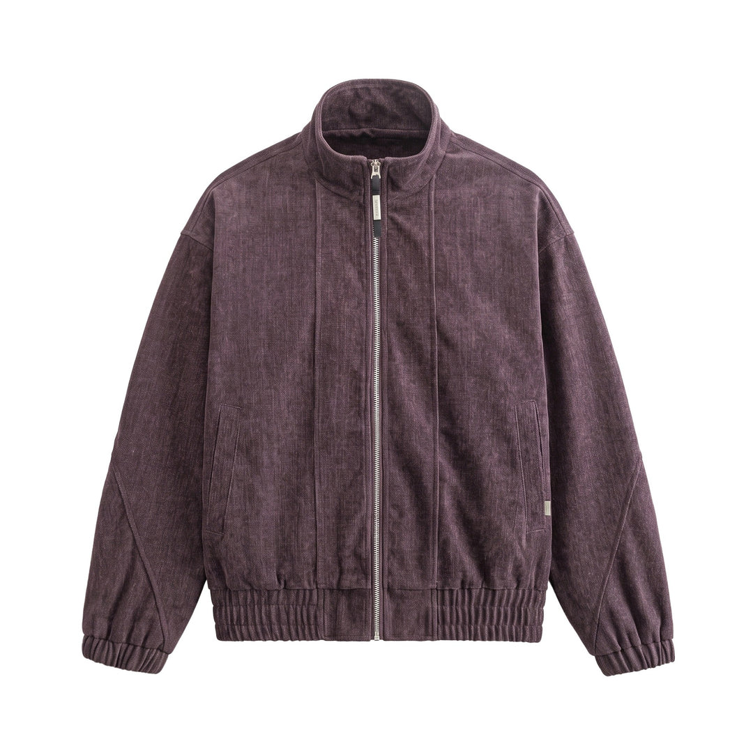 Unisex Boxy‑Bomberjacke aus strukturiertem Denim‑Optik mit hohem Stehkragen Echoarchiv