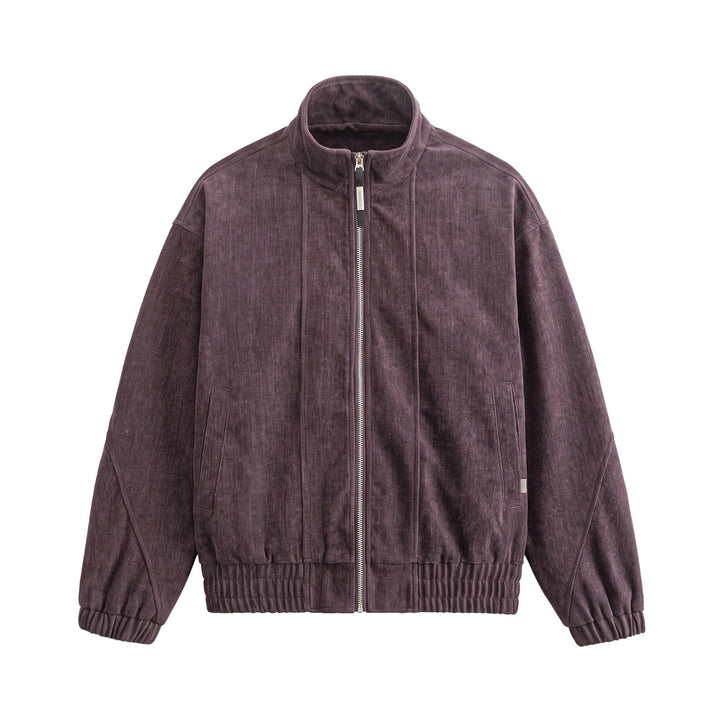 Unisex Boxy‑Bomberjacke aus strukturiertem Denim‑Optik mit hohem Stehkragen Echoarchiv