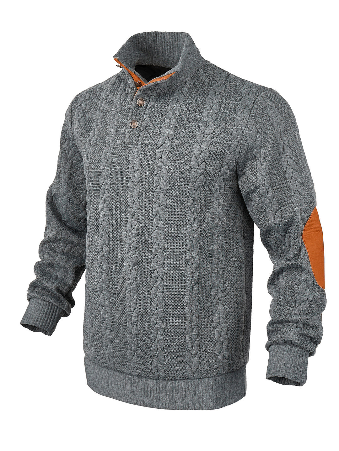 Herren Pullover mit strukturierter Oberfläche und modischen Lederakzenten Echoarchiv