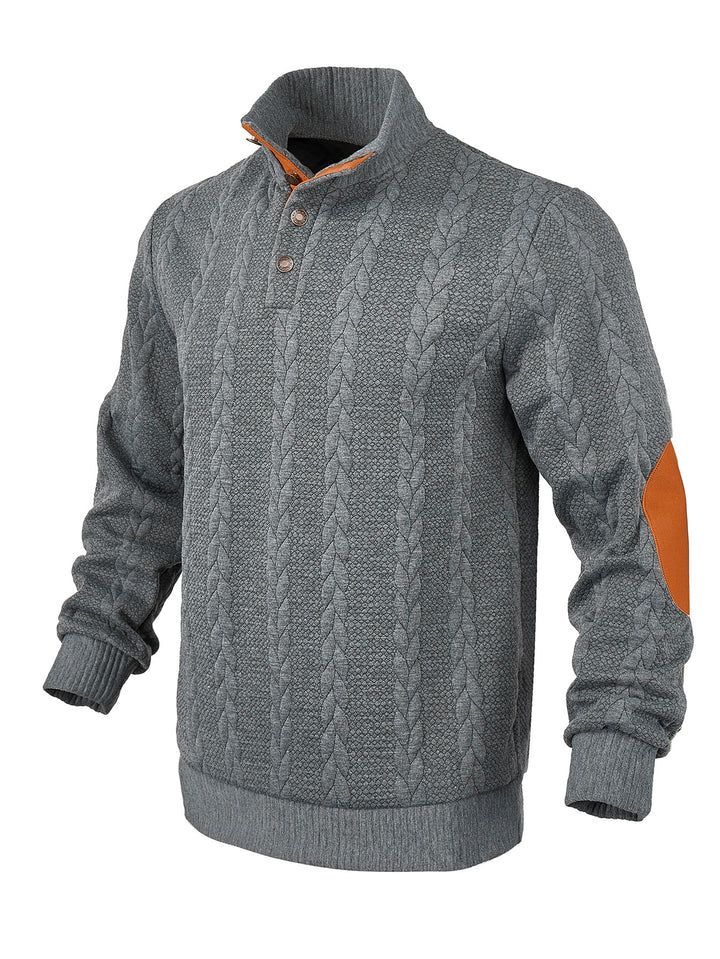 Herren Pullover mit strukturierter Oberfläche und modischen Lederakzenten Echoarchiv