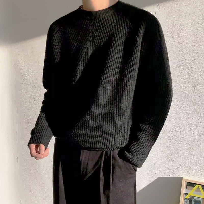 Herren Gemütlicher Strickpullover mit feinem Rippenmuster Echoarchiv