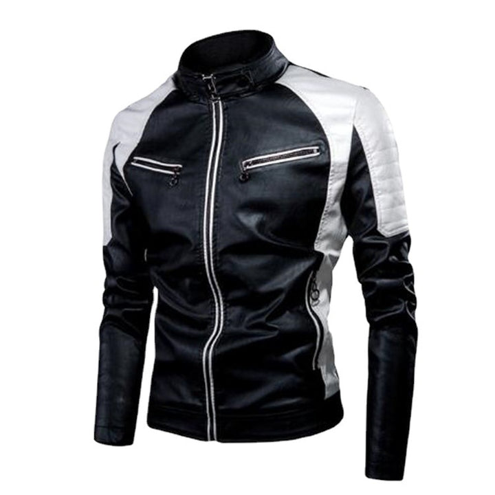 Herren Kunstleder-Pilotenblouson im Rennsportstil mit gesteppter Schulterpartie – Taviero