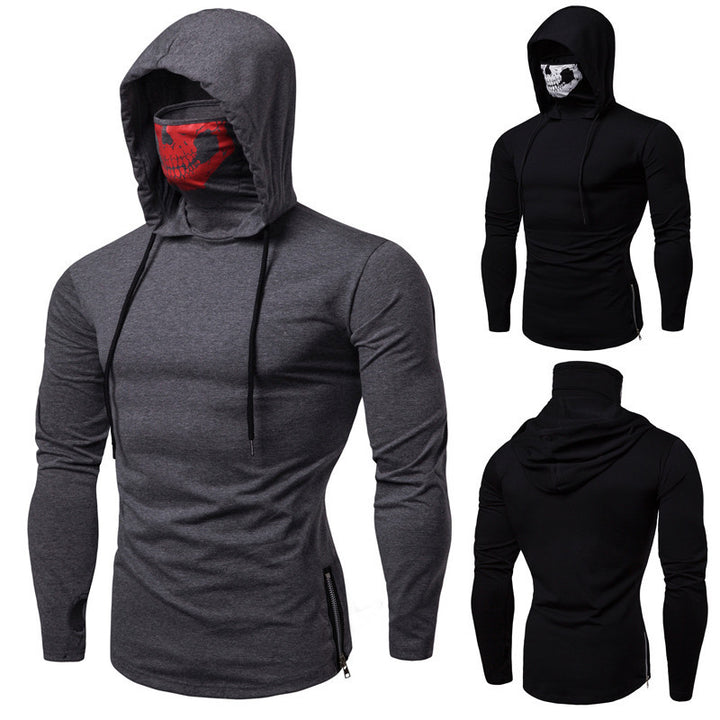 Herren Slim-Fit Kapuzenpullover mit integrierter Totenkopf-Gesichtsmaske Echo Archiv