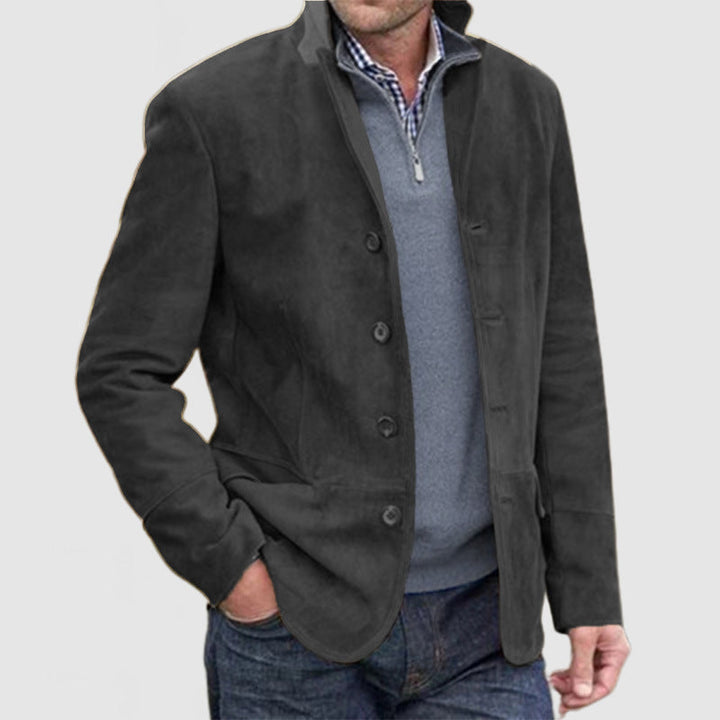 Herren Elegante Wildlederjacke mit modernen Details Echoarchiv
